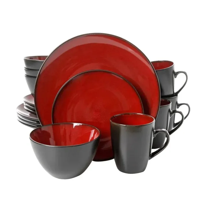 Soho Lounge 16-Piece Casual Red Stoneware Dinnerware Set (Service for 4)