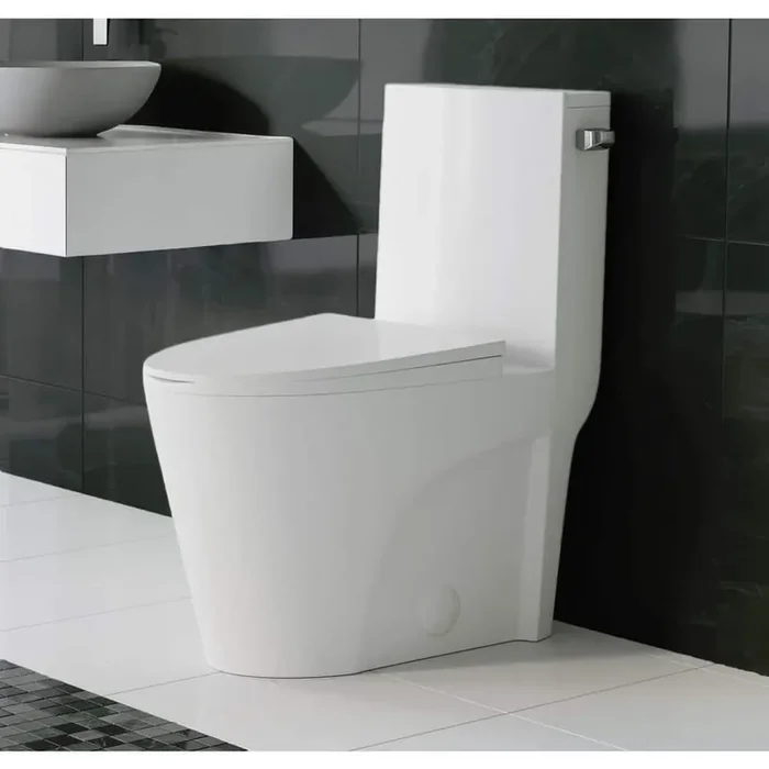 St. Tropez 1-piece 1.28 GPF Single Flush Elongated Toilet in. Glossy White, Seat Included