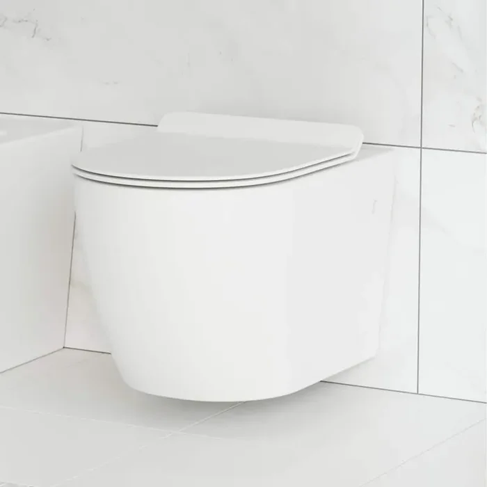 St. Tropez Elongated Wall Hung Toilet Bowl Only 0.8/1.28 GPF Dual Flush in Black Hardware