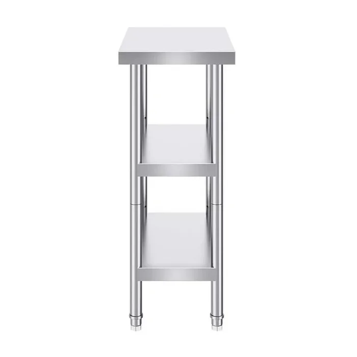 Stainless Steel Food Prep Table, 14 x 24 x 34 In. Commercial Kitchen Worktable, with 2 Adjustable Undershelf, Silver