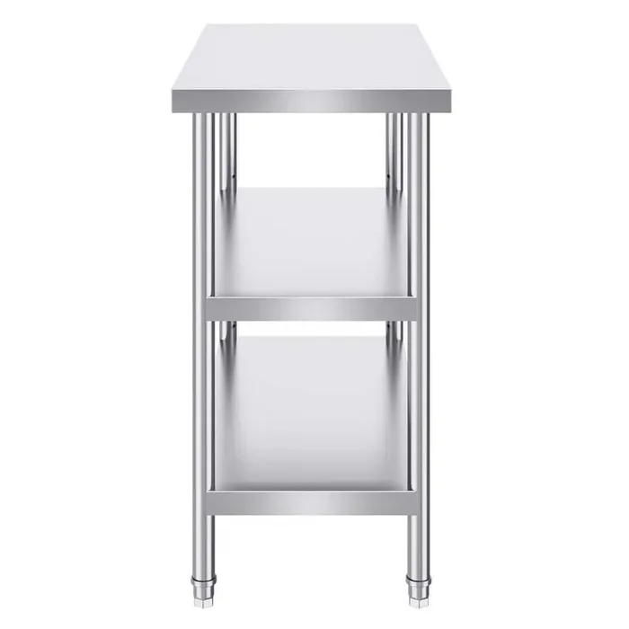 Stainless Steel Food Prep Table, 18 x 36 x 34 In. Silver Commercial Kitchen Worktable, with 2 Adjustable Undershelf