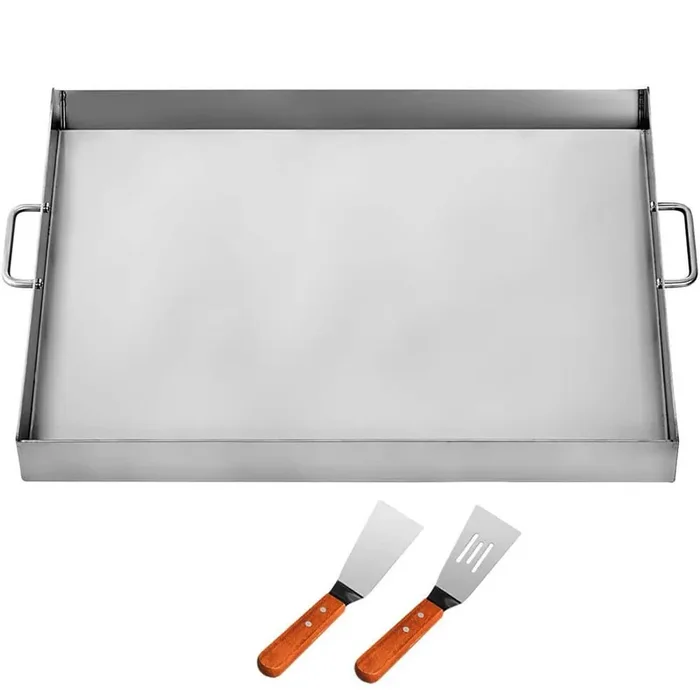 Stainless Steel Griddle, 36 in. x 22 in. Universal Flat Top Rectangular Plate, BBQ Charcoal/Gas Non-Stick Grill