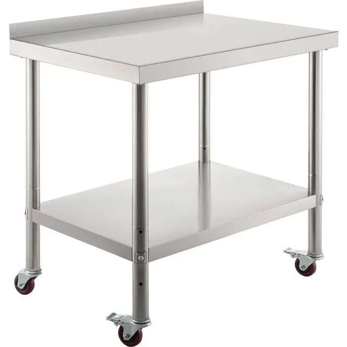 Stainless Steel Kitchen Prep Table 36 x 24 x 35 in. Silver Heavy Duty Metal Worktable with Adjustable Undershelf Utility