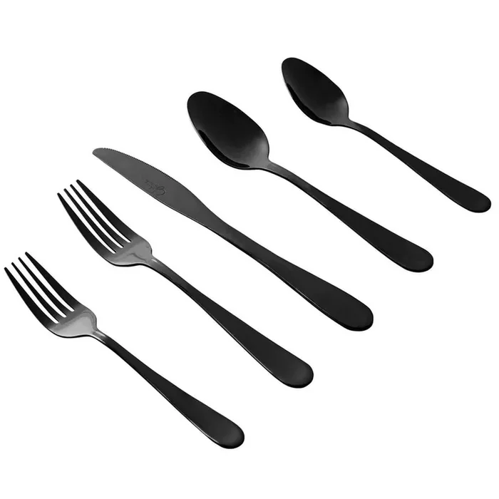 Stravidia 20-Piece Flatware Set in Black Stainless Steel