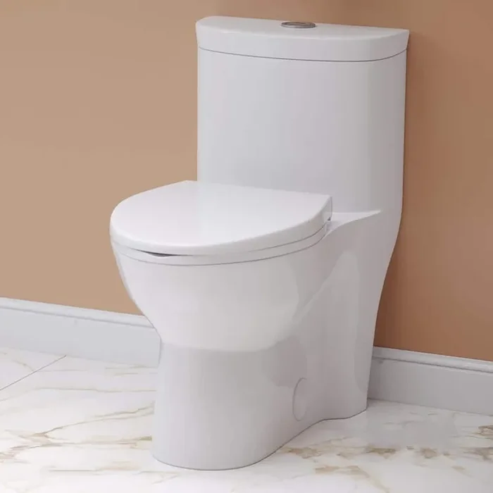 Sublime 1-piece 1.1/1.6 GPF Touchless Retrofit Dual Flush Elongated Toilet in. Glossy White, Seat Included