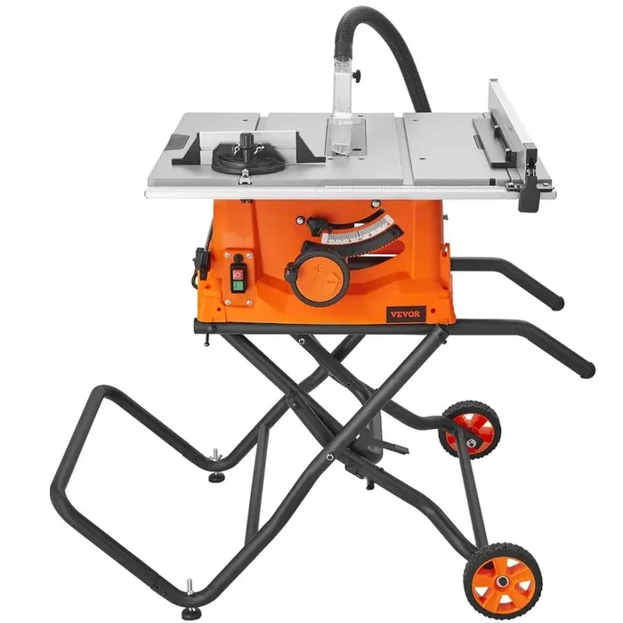 Table Saw with Stand 10 in. Electric Cutting Machine 5000RPM 25-in Rip Capacity