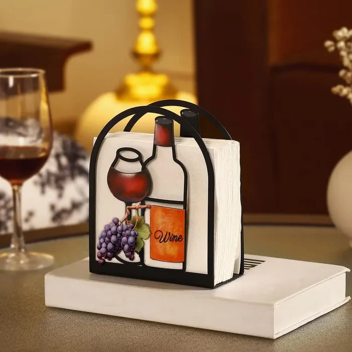 Tabletop Black Vintage Paper Towel Napkin Holder Rustic Farmhouse Tissue Stand Kitchen Counter Decor