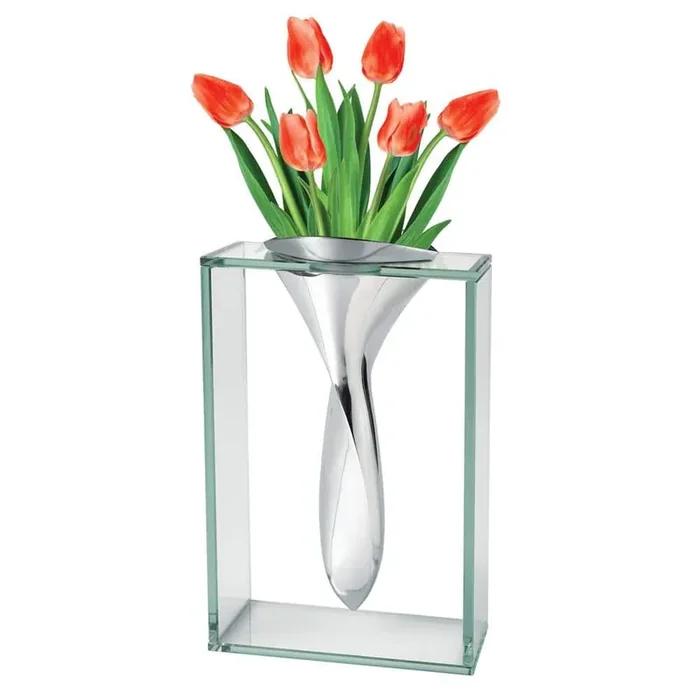 The Elvis 13 in. Non Tarnish Aluminum and Glass Vase