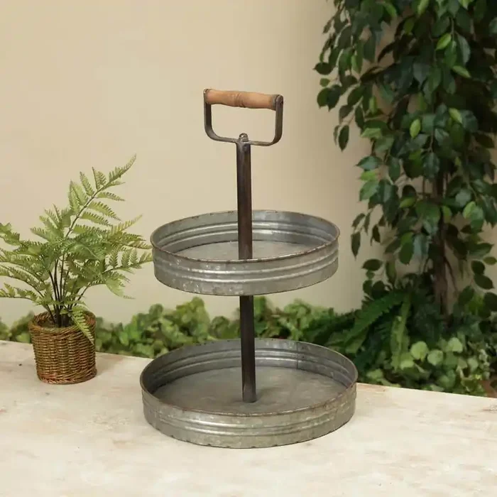 Tiered Grey Metal Tray