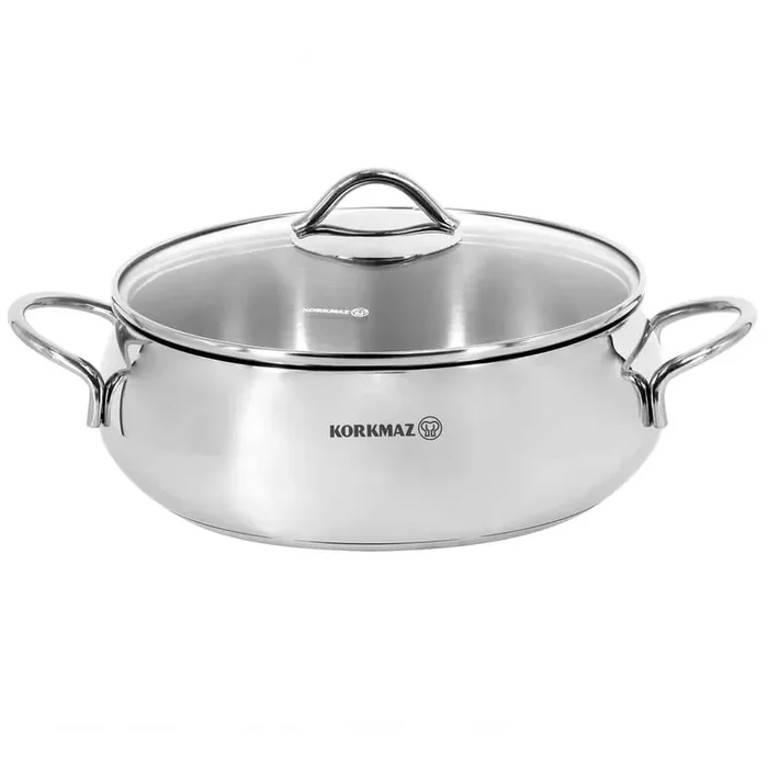 Tombik 5 Liter Stainless Steel Low Casserole in Polished Silver
