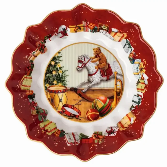 Toy‘s Fantasy Small 6 fl.oz. Red and White Porcelain Bowl with Gifts