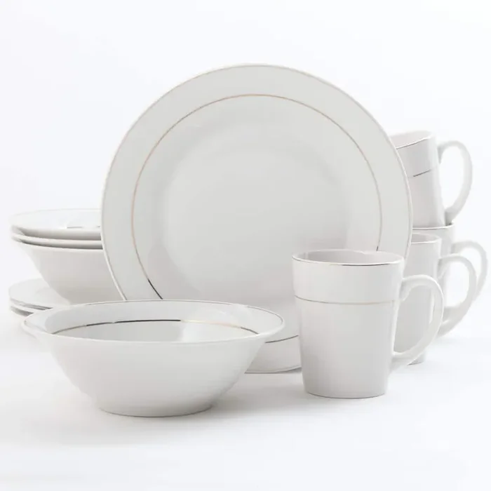 Tuxedo Deluxe 12-Piece Traditional White Porcelain Dinnerware Set (Service for 4)