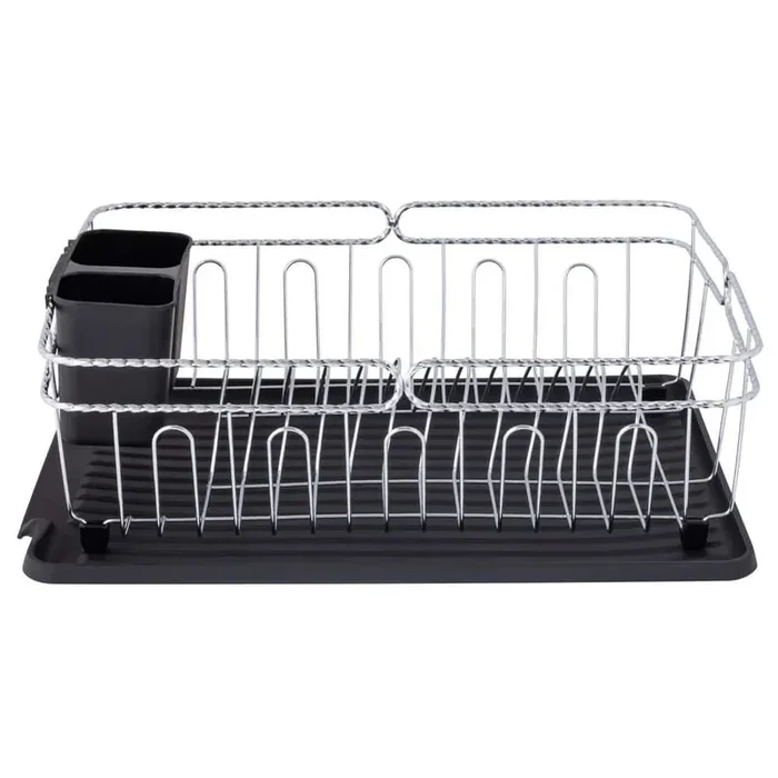 Twisted Chrome 3-Piece Black Dish Rack