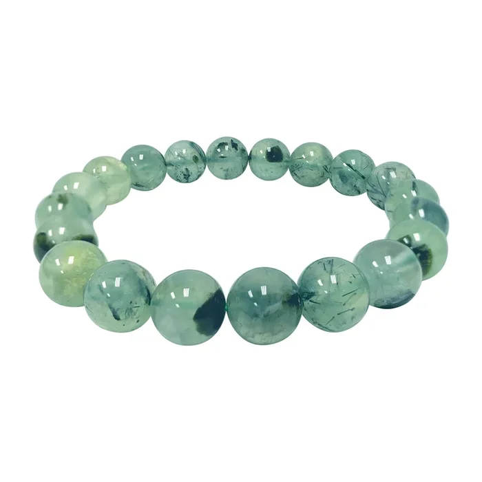Unisex 10mm Prehnite Gemstone Round Bead Stretch Bracelet – GB277 – Gem Avenue