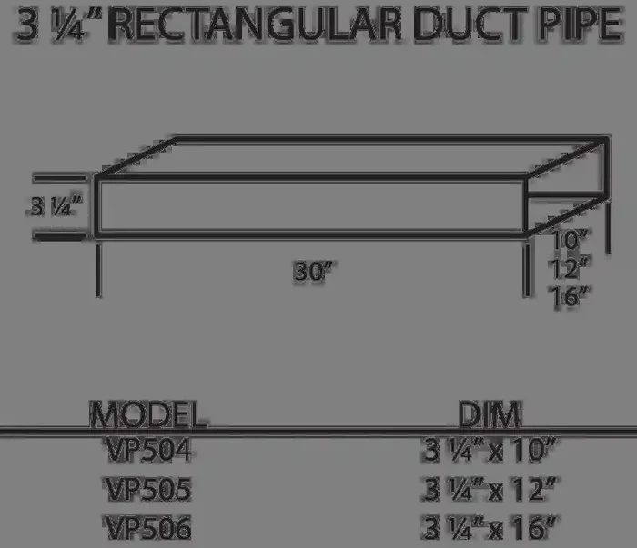Vent-A-Hood – VP504 – 3 1/4″ Rectangular Duct Pipe-VP504 Designer Home Surplus