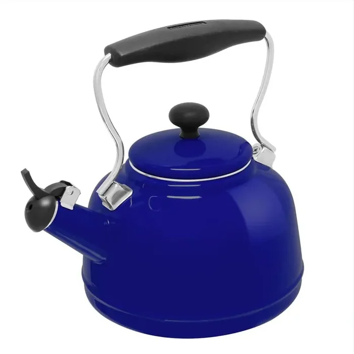Vintage 6.8-Cups Enamel-on-Steel Cobalt Blue Tea Kettle