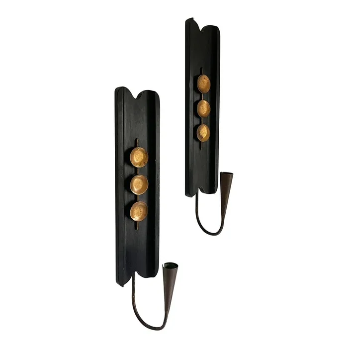 Vintage Art Deco Style Candle Wall Sconces- A Pair