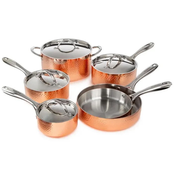 Vintage Collection 10-Piece Stainless Steel Cookware Set in Copper