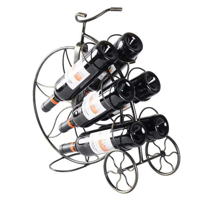 Vintage Decorative Metal Bicycle 6-Bottle Countertop Tabletop Wine Holder