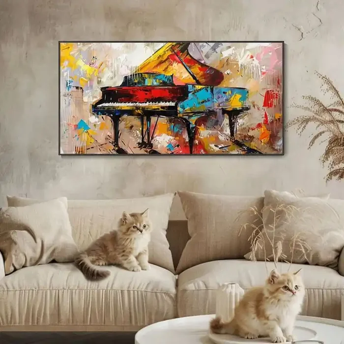 Vintage Piano Canvas Oil Painting