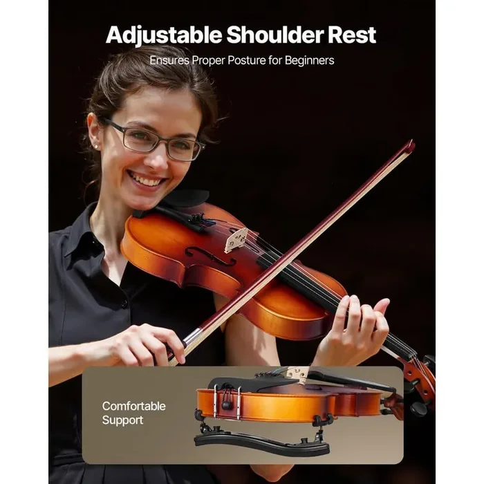 Violin 4/4 Full Size Violin Fiddle Set with Hard Case Rosin Bow Shoulder Rest Bridge Tuner and Extra Strings (Brown)