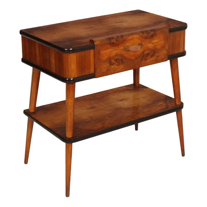 Walnut Burl Record Player Cabinet by Lesa, Italy, 1940s