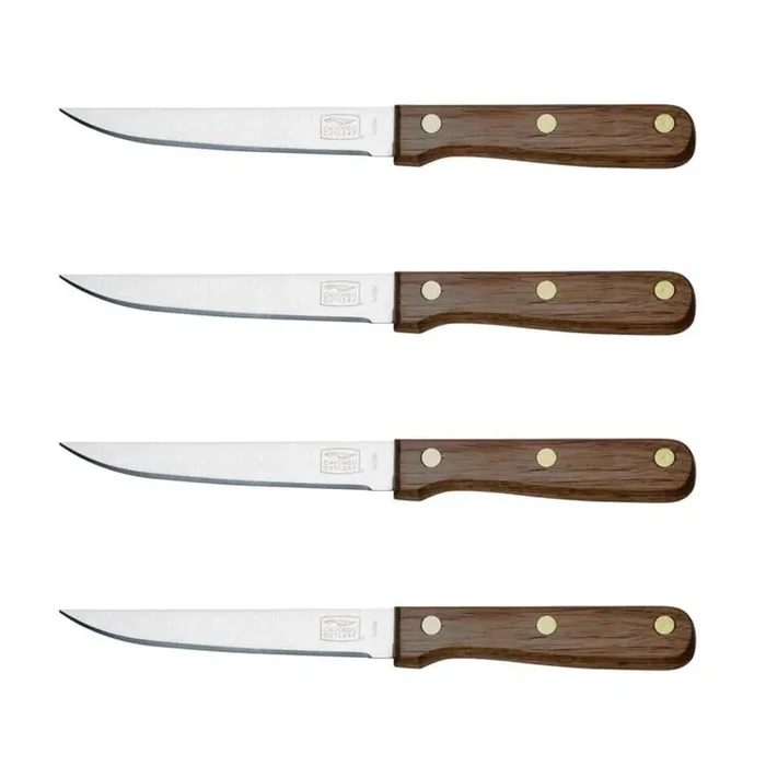 Walnut Tradition 5 in. stainless steel full tang steak knife 4-piece set