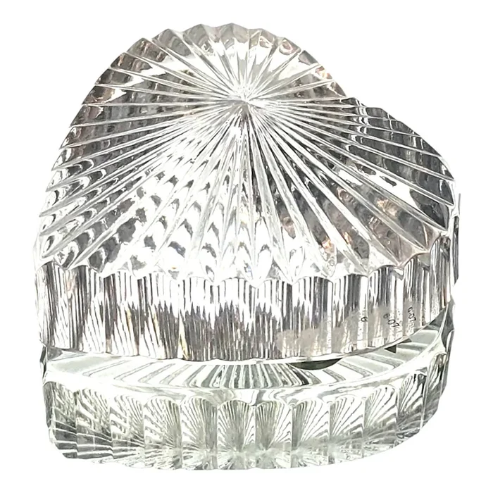 Waterford Crystal Heart Paperweight – Radiating Ribbed Design – Classic Décor