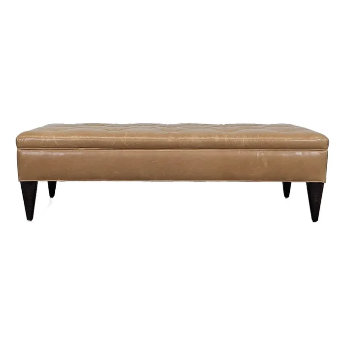 West Elm Button Tufted Leather Bench