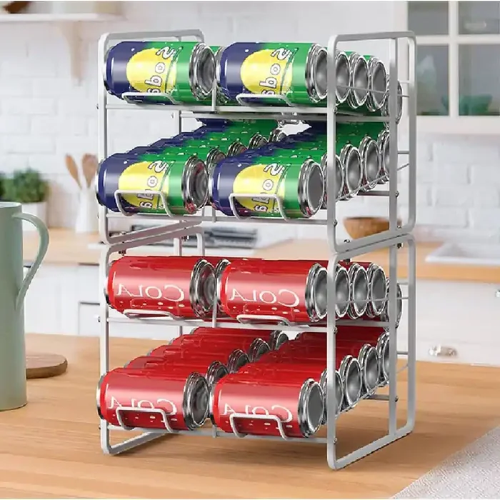 White Can Organizer Rack Stackable Dispenser, 20 Standard 12 oz. Cans, 2 Pack