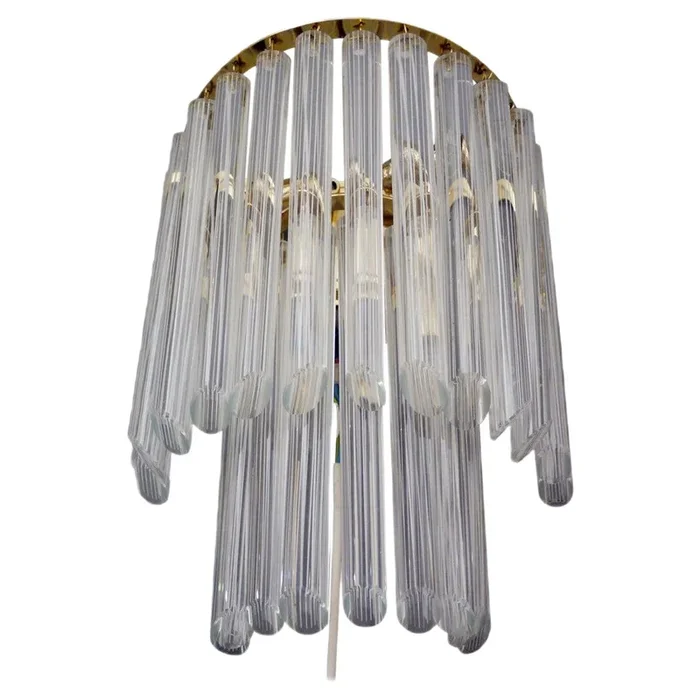 White Murano Glass and Brass Wall Sconce from Venini, Italy, 1960s