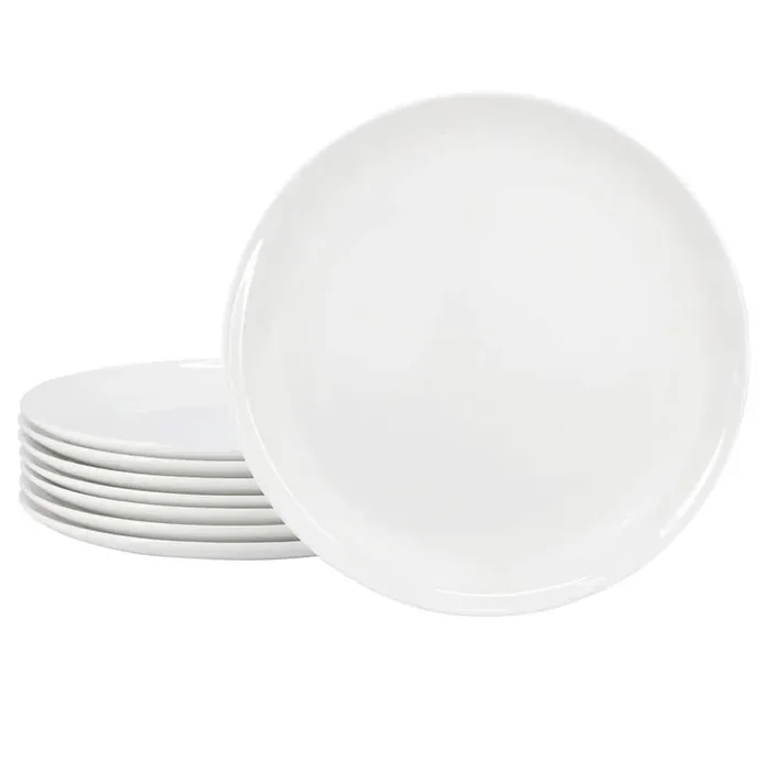 White Peninsula 8 Piece 10.75 Inch Bone China Dinner Plate Set in White
