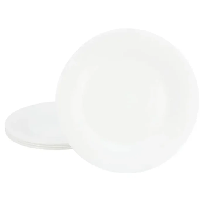White Shadow 6 Piece 10 in. Opal Glass Dinner Plate Set in White