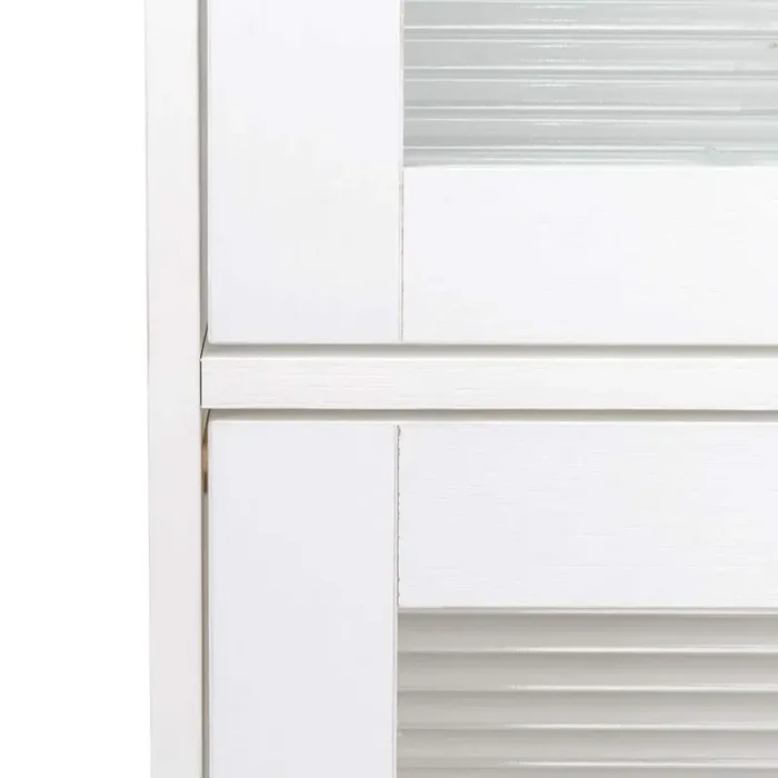 White Wood Pantry Organizer, Storage Cabinet Floor-to-Ceiling Low Cabinet with Glass Doors