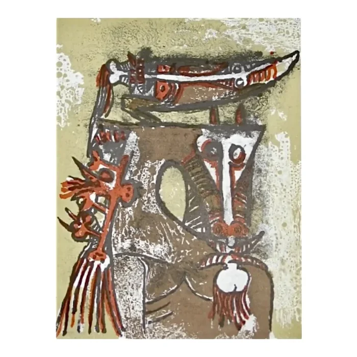 Wifredo Lam Original Lithograph Double Personnage 1979 XXe Siecle