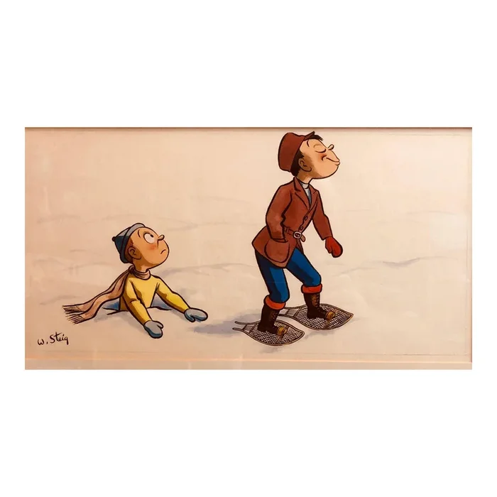 William Steig (b.1907)Whimsical Illustration “Snow” Cartoon, 1938 Mt Tremblant Ski Lodge William Steig, 1938
