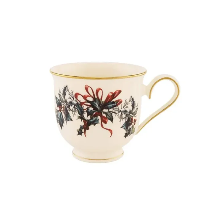 Winter Greetings 6 oz. Ivory Bone China Tea Cup