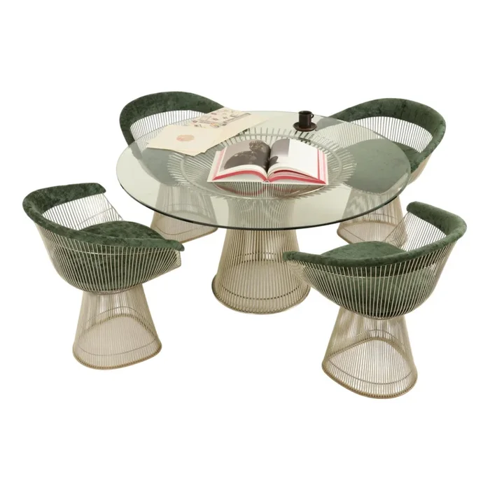 Wire Dining Set by Warren Platner for Knoll, 1980s, Set of 5