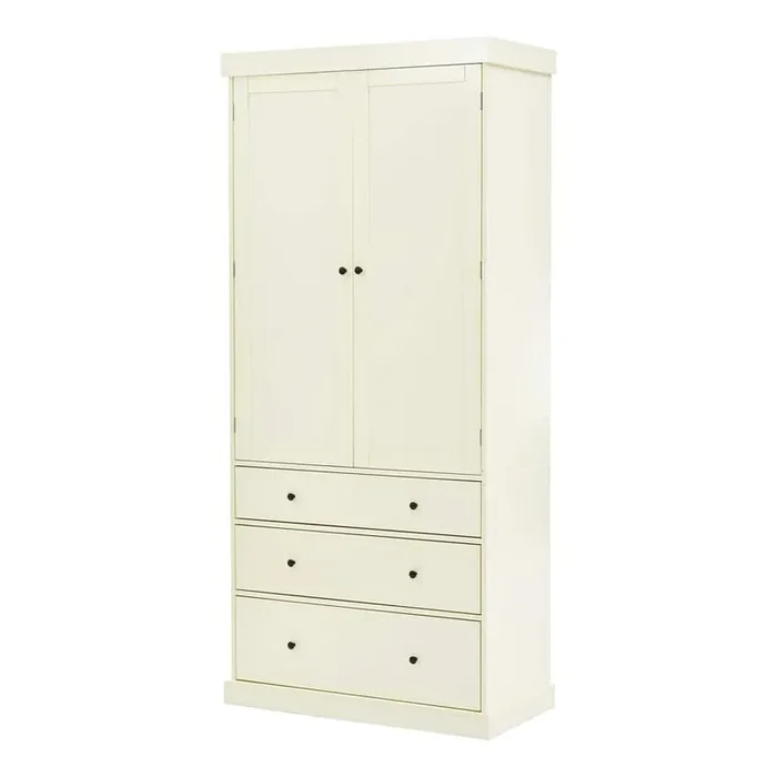 Wooden 77 in. Farmhouse Kitchen Pantry with 3 Adjustable Shelves, 8 Door Shelves, 3 Drawers Cream