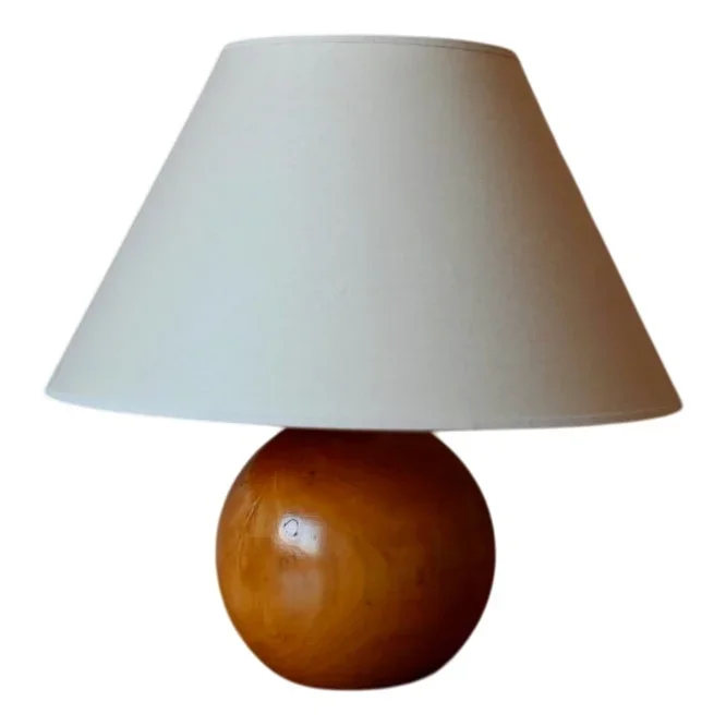 Wooden Ball Table Lamp, 1970s