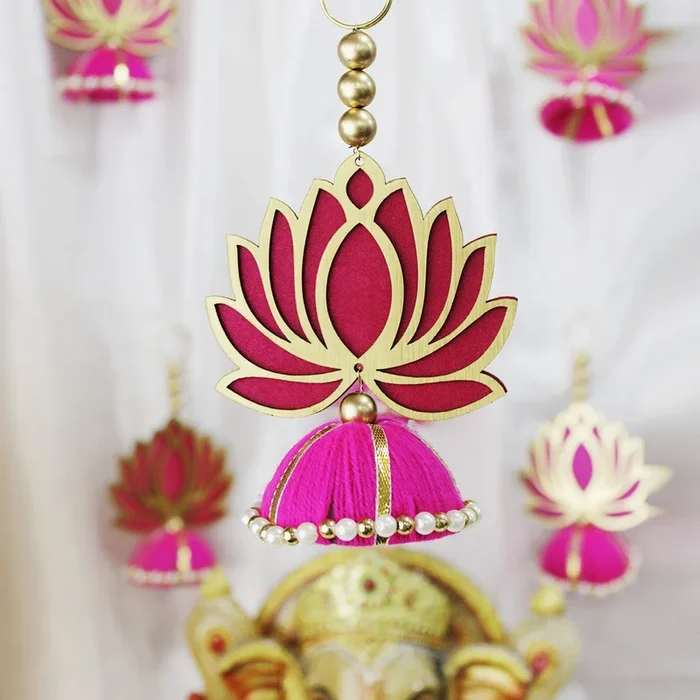 Wooden Lotus Jhumki Hanging – Traditional Home Décor
