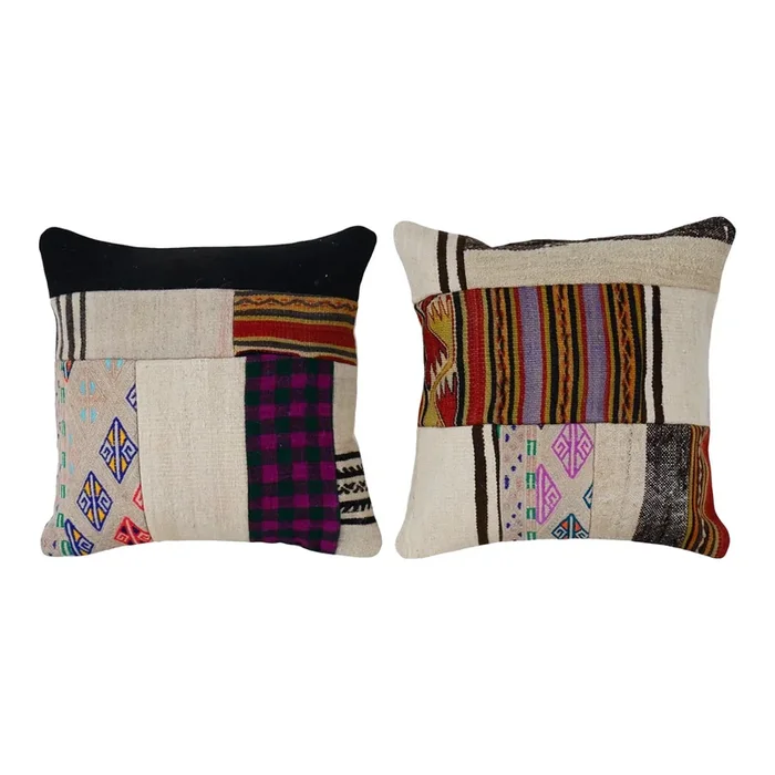 Wool Turkish Kilim Pillow Cover – A Pair