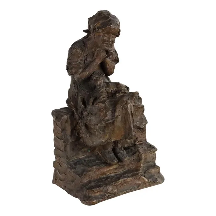 Young Peasant Girl in Bronze by Giulio Branca