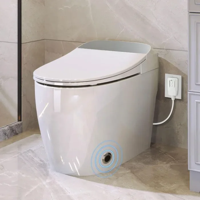 Zewi Elongated Heated Seat Smart Toilet, Auto Flush, Foot Sensor Flush, White Night Light and Knob Control