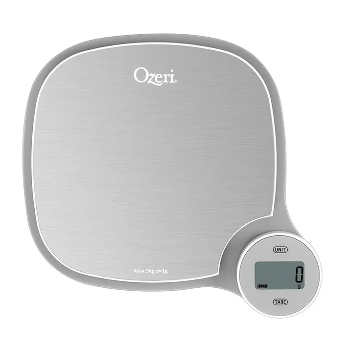 ZK27 LCD Kitchen Food Scale in Stainless Steel, with Battery-Free Kinetic Charging Technology